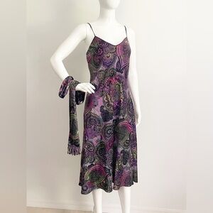 Natori nightgown, adjustable strap sleepwear, paisley loungewear, purple